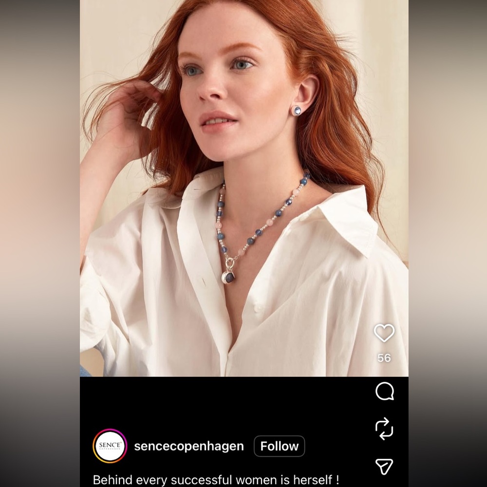 Sence Copenhagen Classic 	blue quartz and white jade Necklace with Pendant - 🆕 🥳
